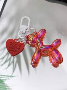 1pc Red Dog Keychain, Heart Letter Tag, Car & Backpack Pendant, Keychain Water Bottle Charm, Small Gift For Friends, Commemorative Gift - Red - View 4