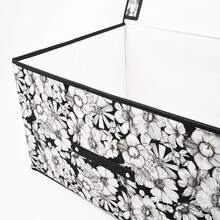 1pc Foldable Fabric Storage Box With Lid, Large Capacity Clothes Organizer, Wardrobe Storage Container, Home Dust-Proof Storage Box, Printed Pattern Storage Solution, Multi-Purpose Foldable Organizer - Plain Floral Storage Box - View 3