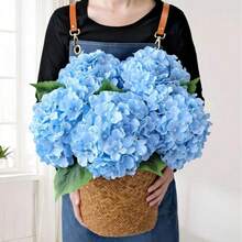 1朵逼真藍色繡球花，高品質絲綢感人造花，適用於DIY婚禮花束、派對、居家客廳、廚房、花園、飯店、辦公室裝飾，亦適用於DIY情人節、母親節、開學裝飾、春季居家花園派對裝飾、DIY拱門花環裝飾，以及送給女孩的禮物 - 紫羅蘭色 - 查看 2