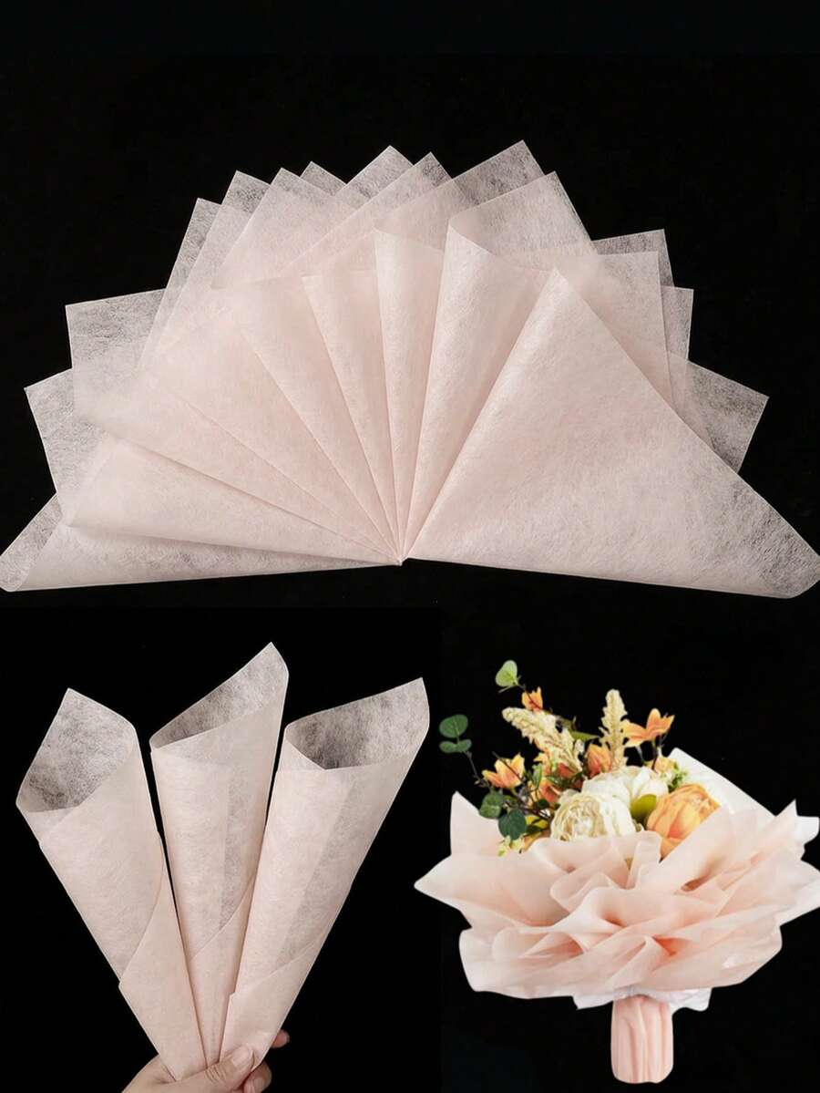 MEHELANY 40張粉色花束包裝紙,禮物花束襯紙,人造花包裝紙,仿真花束包裝裝飾用品,適用於禮物鮮花手工藝品,婚禮派對生日情人節DIY仿真花束裝飾 - 裸粉色 - 查看 1