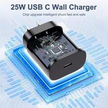 Bộ sạc siêu nhanh 25W, Bộ sạc tường USB-C tương thích với Samsung Galaxy S23 Plus S24 S22 Ultra/S22+/S25, Note 10+/Note 20/S20/S21, Z Fold 4/Z Flip 4, Galaxy Tab S7/S7+/S8/S8+/S8 Ultra, Bộ sạc USB C kèm cáp sạc nhanh 3.3/6.6ft, Tương thích với Oppo và các điện thoại di động khác, Bộ sạc tiêu chuẩn Mỹ 25W, Bộ sạc siêu nhanh - Xem 5