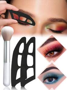 3pcs Eye Makeup Assistant Set, Eye Shadow Assistant, Soft Makeup Brush, Reusable Eye Makeup Assistant Template, Eye Makeup Assistant, Suitable For Beginners And Women, Facial Makeup Accessories, Beauty Tools, Eye Tools(3/1pc) - Multicolor - View 1