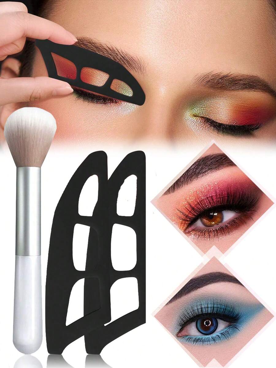 3pcs Eye Makeup Assistant Set, Eye Shadow Assistant, Soft Makeup Brush, Reusable Eye Makeup Assistant Template, Eye Makeup Assistant, Suitable For Beginners And Women, Facial Makeup Accessories, Beauty Tools, Eye Tools(3/1pc) - Multicolor - View 1
