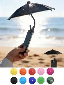 Mini Phone Sun Shade, Universal Clip-On Bracket, Outdoor Sun Protection Umbrella, Rainproof And Sunproof, Unisex, Suitable For Kindle, GPS Navigator, Phone, Travel And Vacation Essential Accessory, Holiday Necessity - Multicolor - View 3