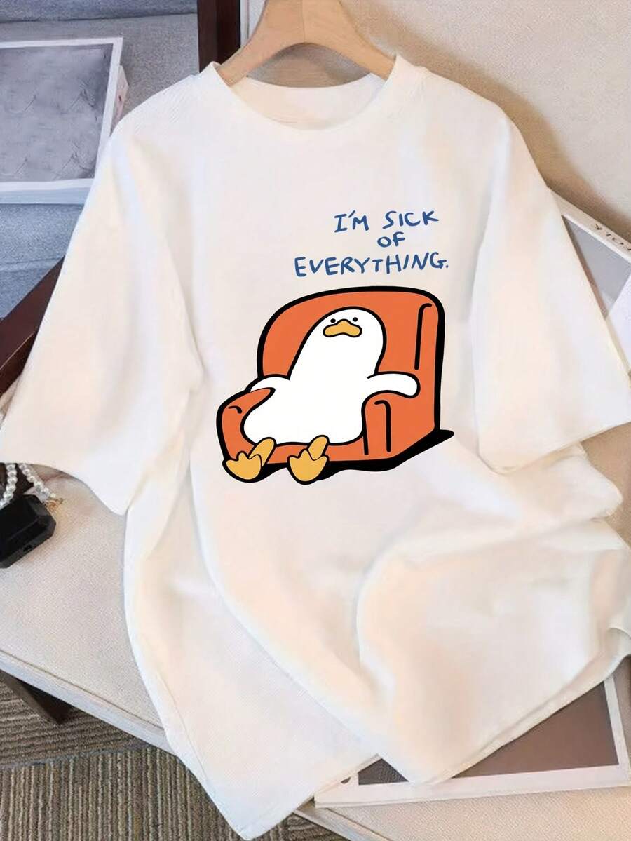 Camiseta Pure para Mujer, Manga Corta, Diseño Único, Estampada, Nuevo Estilo de Verano, Corte Holgado, Camiseta para Estudiantes, Top de Algodón Suave y Amigable con la Piel - Blanco - Ver 1