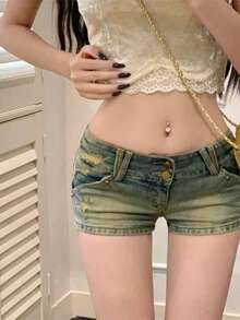 Women Denim Shorts - Blue - View 6