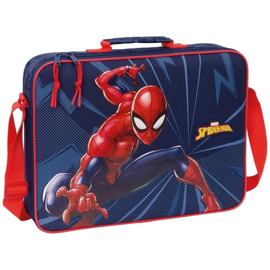 Safta SPIDERMAN | Hero School Messenger Bag, Extra School Wallet With Adjustable Strap, Padded Hand Grip, Main Zipper With Double Pull, Removable Semi-Rigid Bottom, Black Color - 公事包 - 查看 1