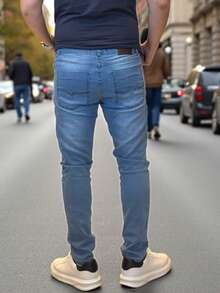 Men's Slim Fit Denim Jeans With Elastane And Lycra - 阿祖爾巴哈馬 - 查看 4