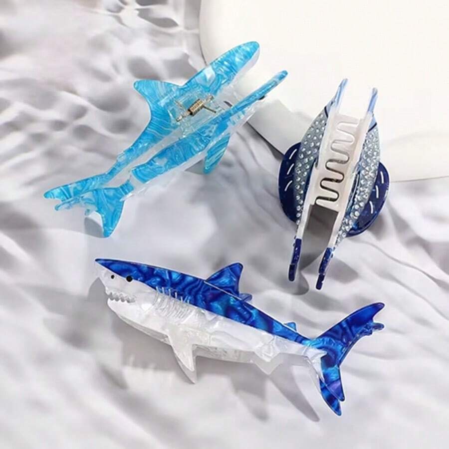 1件創意海洋動物造型醋酸纖維髮夾,獨特小眾風格,適合休閒、辣妹或街頭風穿搭,也適用海邊度假與日常個性造型,能瞬間為平凡髮型增添令人難忘的亮點 - 彩色 - 查看 1