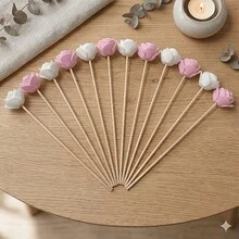 25pcs Pink And White Flower Aromatherapy Diffuser Sticks Set (Unscented) - Pink + White (12 Aromatherapy Sticks + 12 Artificial Flowers + 1 Bamboo Skewer) - View 7