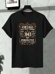 Vintage Men's T-Shirt With Graphic Print From 1945, Black, Premium Fabric, Crew Neck, Comfortable Fit, Unique Graphic Print - Black - View 2