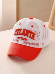 1 buc. șapcă de baseball unisex pentru copii, de vară, cu literă, la modă, minimalistă, din plasă - roșu - Vizualizare 3