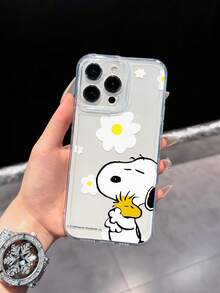 Miniso 正版 Snoopy 透明全包覆手機殼，適用於 iPhone 17 Pro Max、17、16 Pro Max、15 Pro Max、16 Pro Max、14、13、12、11、14 Pro、15 Plus、12 Pro、16 Plus、XS、14 Pro Max、13 Pro 及其他機型，可愛卡通印花 - 無色 - 查看 1