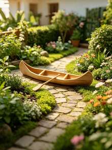 1 Set Mini Realistic Floating Boat With Oars, Boat Model, Floating Boat Decoration, Suitable For Garden Landscape, Aquarium, Fish Tank, Bonsai Landscape, Home Office Decor, Desktop Decor, Craft Decoration Ornament, Suitable For Spring And Summer Holiday Decoration - A - View 6
