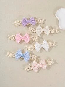 6er Set süße Macaron-farbene Spitzenband-Schleifen Elastik-Haargummis, zarte Prinzessinnen-Haaraccessoires, geeignet für Fotoshootings & als Geschenk - Verschiedenfarbig - Übersicht 8