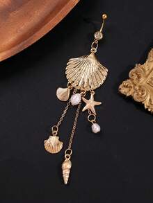 1pc Fashion Sexy Ocean Style Seashell Starfish Conch Belly Ring Beach Vacation Jewelry Women's Body Jewelry - Multicolor - View 6