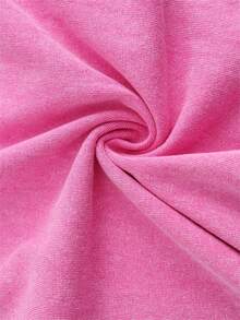 Casual Pink T-Shirt For Women, Cotton Short Sleeve Round Neck Tee, Stylish Oversized Fit For Streetwear Looks - 玫紅色 - 查看 3