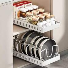 Multifunctional Kitchen Bowl And Plate Storage Rack, Space-Saving Cabinet Drawer Organizer Solution, Perfectly Fits Various Sizes Of Tableware, Practical Storage Accessory For Cabinets And Pantries, Essential Kitchen Home Supplies - White - View 3