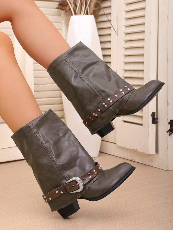 Botas vaqueras de moda para mujer, botas para pantalones, botas altas, botas de chica sexy, adecuadas para uso diario, interior/exterior, fiesta, combinar con faldas, pantalones cortos, botas elegantes para otoño/invierno