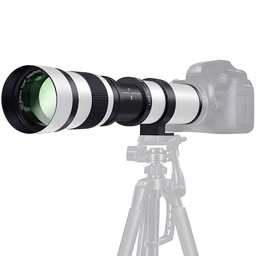 420-800mm F8.3-16 超远摄镜头，T卡口 | 兼容单反/微单相机，手动对焦，铝合金镜身，多层镀膜光学镜片，适用于野生动物、观鸟和风景摄影