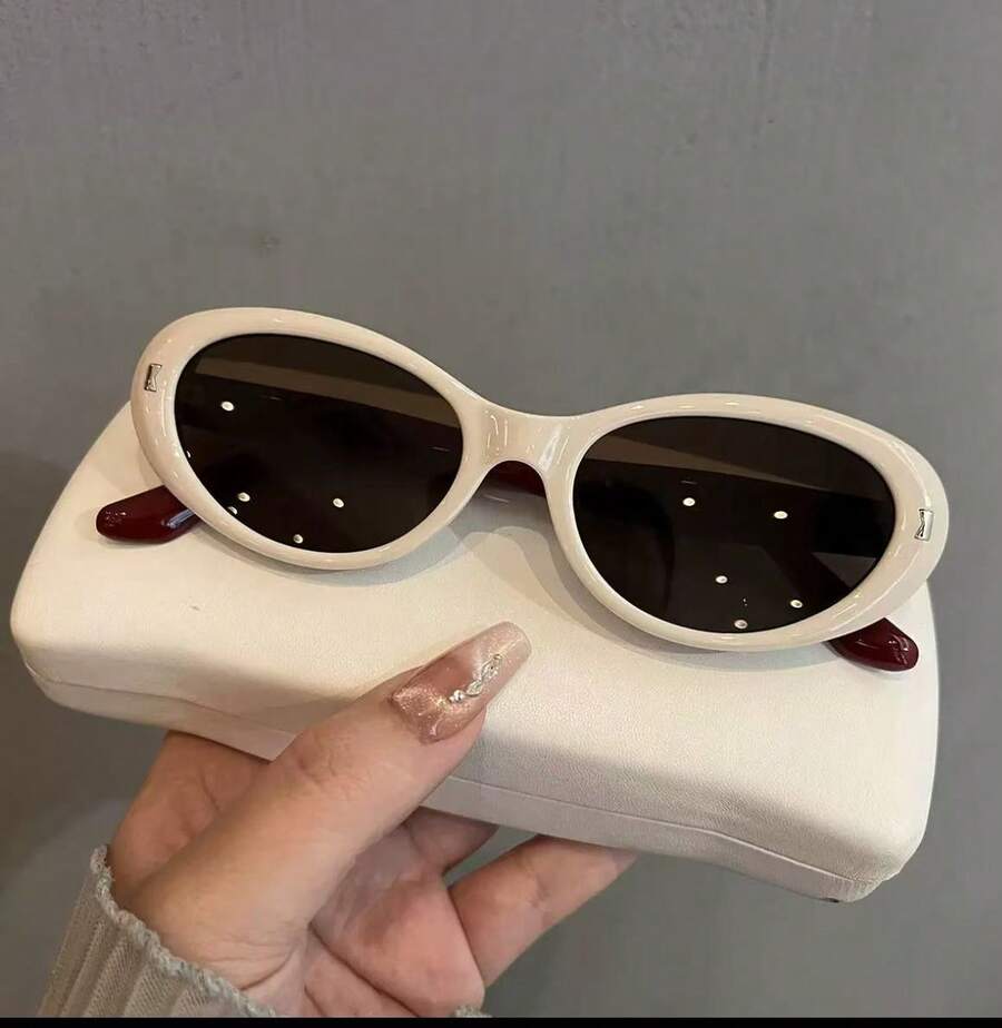 Fashion Style Oval Cat Eye Photo Shoot Coconut Sweet Cool Hot Style2026 - White Frame Tea Slices - View 1