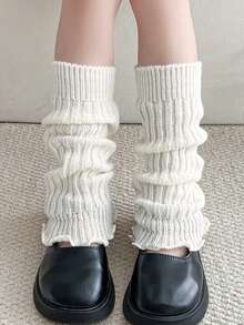 1 Pair Princess Style Vertical Striped Frill Trim Leg Warmers, Warm Knee/Leg Protector For Kids, All Season - Multicolor - View 8