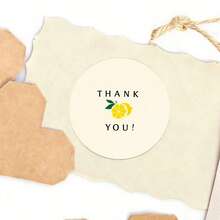24/48 Pcs Pack Lemon Thank You Round Stickers Cream Color With Lemon Slice And Green Leaf Design Suitable For Wedding Party Favors And Gift Tags School Supplies - Round - View 7