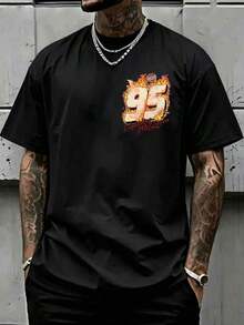 T-shirt Flame Racing, t-shirt à manches courtes pour homme avec un motif inspiré du film Disney Cars, style rétro racing, t-shirt blanc décontracté Disney Family Vacation 2026, idéal pour les vacances en famille Disney, parfait pour l'été et le quotidien. Ce t-shirt confortable et polyvalent est en pur coton et constitue un cadeau surprise idéal. - Noir - Voir 3