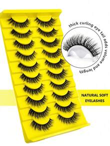 10 Pairs Natural Look Soft False Eyelashes, Fluffy And Slender, Messy And Curled, Crisscross Full Strip Lashes, Suitable For Daily, Party, Dating And Other Occasions. - View 6