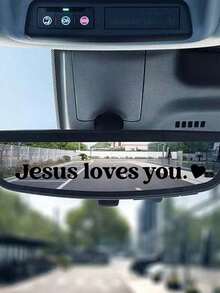1pc "Jesus Loves You" Car Sticker, Minimalist & Fashionable Car Decal, Suitable For Rearview Mirror And Various Scenes, Elegant & Aesthetic - Car Stickers - View 2