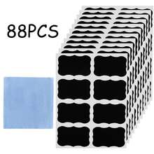 48/88入黑色PVC可重複使用防水標籤貼紙，手寫式可移除無膠貼紙，適用於廚房收納、學校用品、開學季 - 異形 - 查看 7