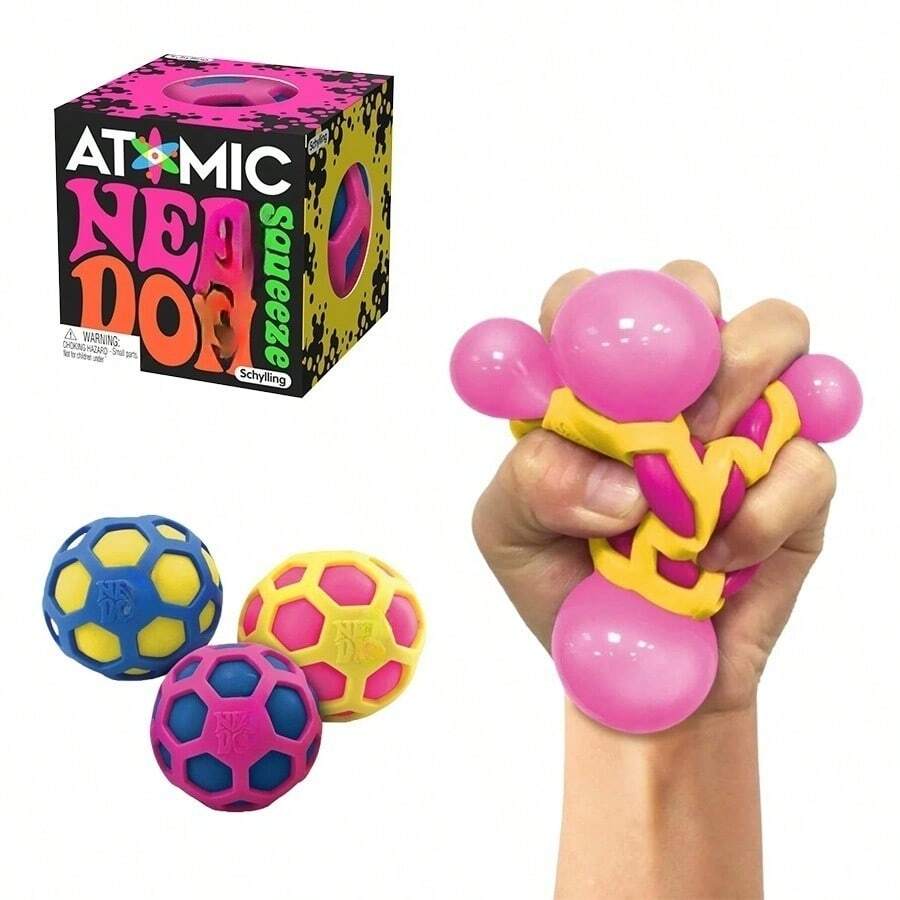 1pc Pop Art Style Squishy Stress Ball, Honeycomb Mesh Squeeze Decompression Toy, Soft TPR Material To Relieve Anxiety, Soft Squeezable Stress Relief Ball, Fun Squeeze Toy Suitable For Classroom And Office (Random Style, Shipped In OPP Bag Without Box) - Multicolor - View 1