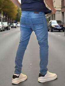 Men's Slim Fit Denim Jeans With Elastane And Lycra - 阿祖爾巴哈馬 - 查看 3