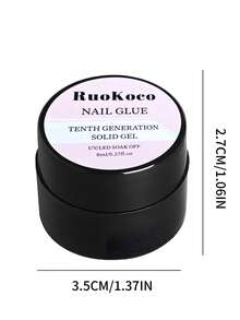 Ruokoco 4片 8ml/片 固態美甲膠貼片，假指甲黏貼凝膠貼紙，超強黏著力 UV 凝膠美甲膠，快乾強效黏合壓克力膠，需使用 UV/LED 燈烘乾 - 無色 - 查看 5