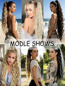 Curly Claw Clip Ponytail Hair Extensions, Highlight Wavy Synthetic Ponytail Extension, Natural Looking Daily Party Wedding Hair Accessories For Women - Multicolor - View 6