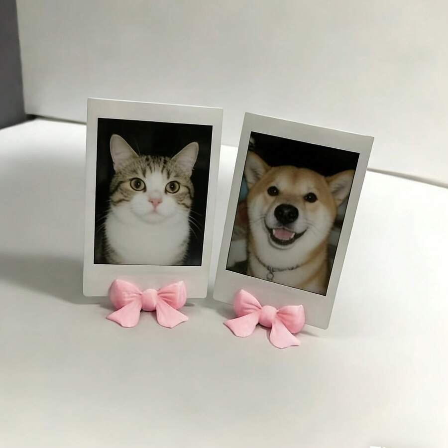 2/4/8pcs 3D Printed Pink Bow Photo Clips, Cute Bow Shaped Clips For Displaying Photos, Notes, Cards Or Warm Messages, Suitable For Creating A Cozy Bedroom Or Living Room Aesthetic Decor - Bow - View 1