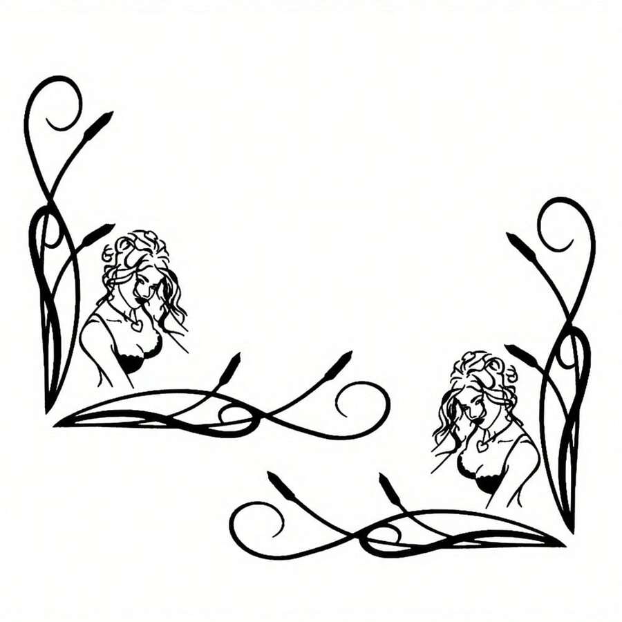 For Truck Stickers Lady Large Fine Scroll Cab Window Set Of 2 - 1 SET - View 1