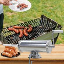 Edelstahl Wurstfüllmaschine Manuell Mit 2-Gang Getriebe, Wurstpresse & Spritze Für Selbstgemachte Würste, Ideal Für Hobbyfleischer & Hausgebrauch, Inkl. Füllrohre Für Vegane & Fleischwürste - Silber - Übersicht 4