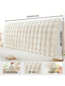 1 chiếc bọc đầu giường bằng vải nhung mềm mại, bảo vệ đầu giường ấm áp, chống bụi mùa đông, bọc đầu giường trang trí. - trắng - Xem 12