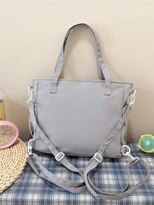 High-Quality Large Capacity Crossbody Bag, Student Messenger Bag For School, Daily Commute Shoulder Tote - Grey - View 7