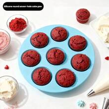 Silicone Cake Mold, Heat Resistant, Easy Release, Round 7-Cavity Home DIY Baking Mold - View 1