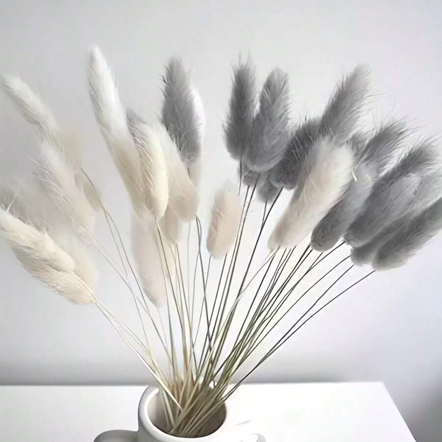 60/120/180/240pcs Bohemian Style Colorful Artificial Flower Bouquets, Suitable For Home Decor, Wedding Decorations, Spring Festivals, Ramadan, Easter, Mother's Day And Valentine's Day Gifts - White + Gray - View 1