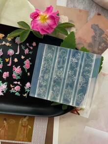 Neue chinesische Stil geprägte Pfingstrose Blume chinesischer Knoten exquisite Froschknopf Nagelkunst Kollektion Silikon Schnitzform - Transparent - Übersicht 4