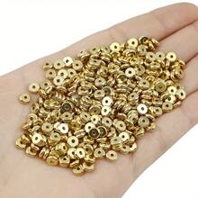 [Stainless Steel Spacer Beads] 40/100pcs Stainless Steel 2D Flat Round Spacer Beads| DIY Jewelry Making Decorative Loose Beads For Necklaces And Bracelets Accessories - Stainless Steel 4mm 100 Pcs - View 2