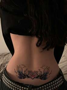 1 pieza Pegatina de tatuaje temporal con patrón de símbolo de yoga de loto y pluma estilo europeo, diseño de tatuaje realista, adecuado para viajes, festivales de música, juegos, regalos de graduación, para 3-5 días - Multicolor - Ver 3
