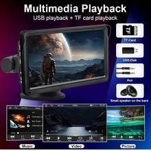 7-Inch Portable CarPlay Multimedia Video Player, Wireless CarPlay And Wireless Android Auto Portable Universal Car Display - A - 查看 7