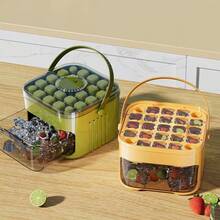 1 pieza Molde de bandeja de cubitos de hielo tipo presión, fabricador de bolas de hielo, caja de almacenamiento de hielo de gran capacidad para refrigerador del hogar - Multicolor - Ver 2