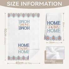MEMNUN 2 Pcs Bohemian Watercolor Orange & Blue Pattern Geometric Home Sweet Home Text Print Kitchen Towels, Dish Towels, Hand Towels, Dish Cloths, Home Decor, Kitchen Decor Cooking Baking Hand Towels, Kitchen Accessories, Machine Washable, Cleaning Supplies, Suitable For Restaurant Kitchen, Home Decor And Gifts, All Seasons - Multicolor - View 4