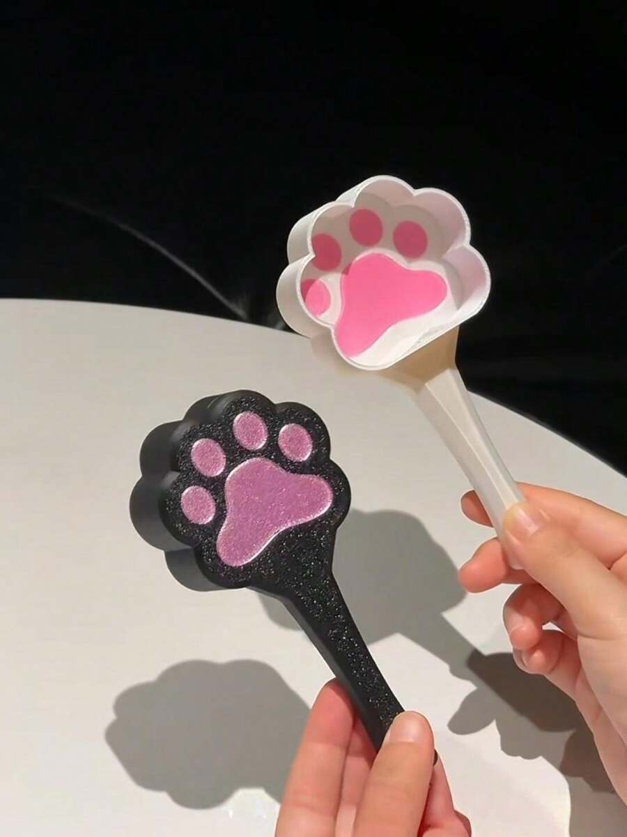 1pc Cute Cat Paw Pet Food Spoon, 3D Printed Material, High Aesthetic Value, Long Handle, Easy To Clean, Dog Food Spoon