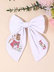 1件 26字母A-Z刺繡髮飾蝴蝶結，可愛兔子花卉蝴蝶結，優雅返校髮夾，甜美兔子髮飾，適用於上學日、教室 - 彩色 - 查看 25